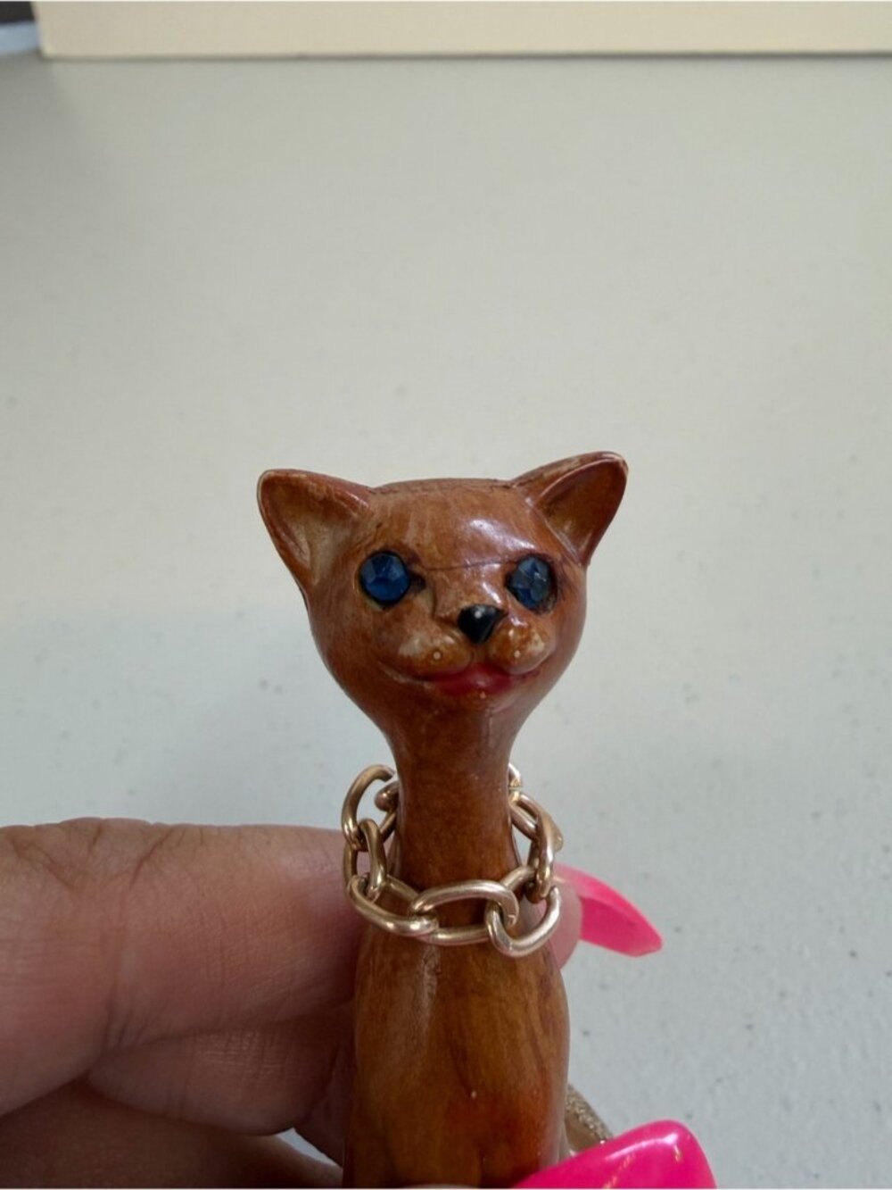 Vintage Mid Century Modern MCM Brown Jewel Eyes Atomic Cat Figurine Statue 1960s - Picture 2 of 6